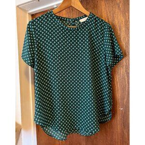 LOFT Green & Turquoise Top Short Sleeve